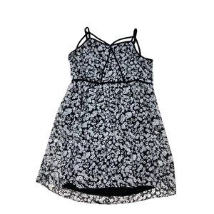 *Lane Bryant Floral Print Sundress Womens Plus 22/24 Black Empire Waist Strappy